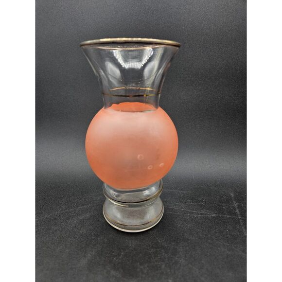 Vintage Bartlett Collins Glass Bud Vase Pink with White Flower and Gold Trim - Picture 2 of 7